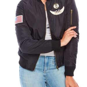 Jou Jou Black Bomber Jacket with Emblems
